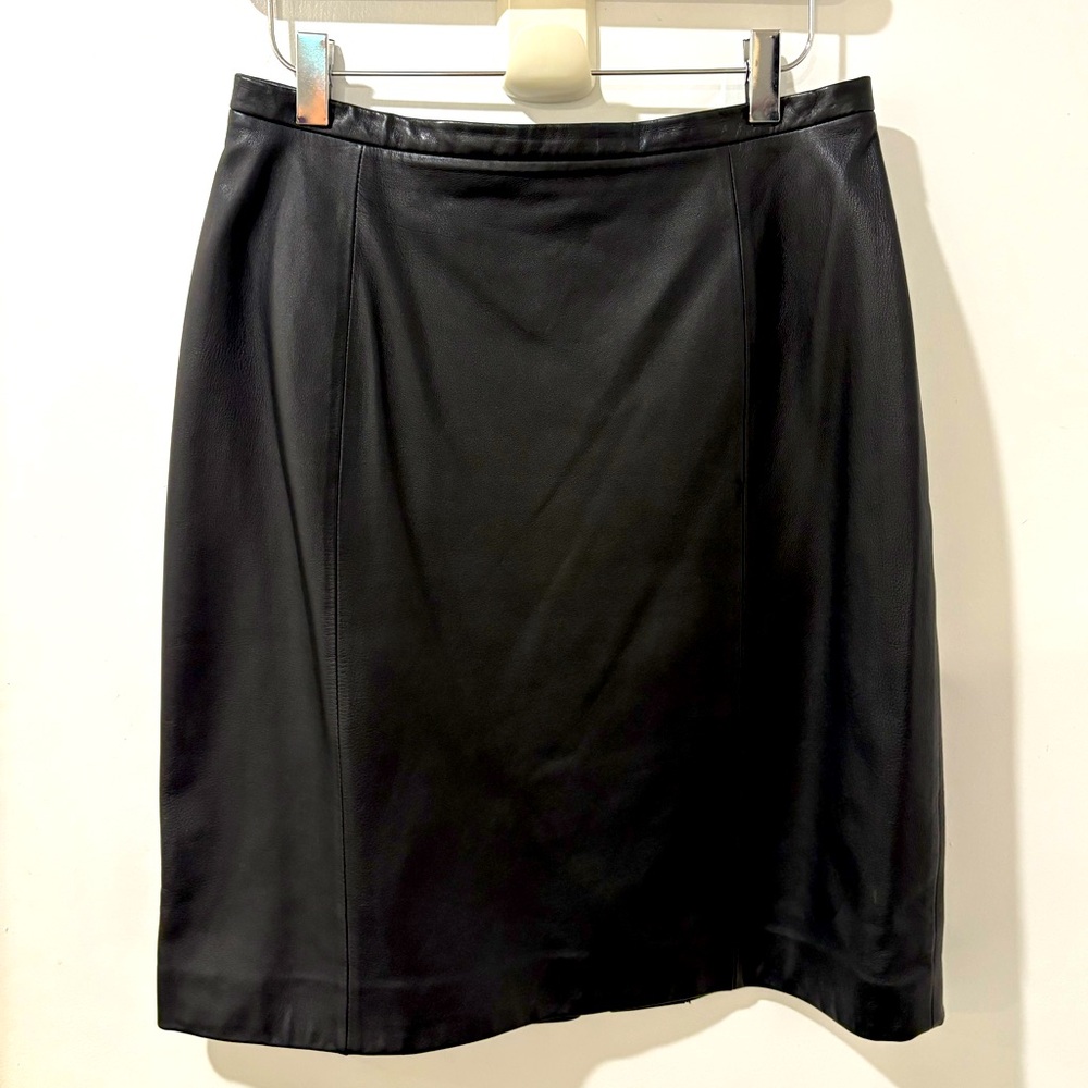 Lauren Ralph Lauren 100% Black Leather / 8 / High Waisted Pencil Skirt